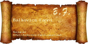 Balkovics Fanni névjegykártya